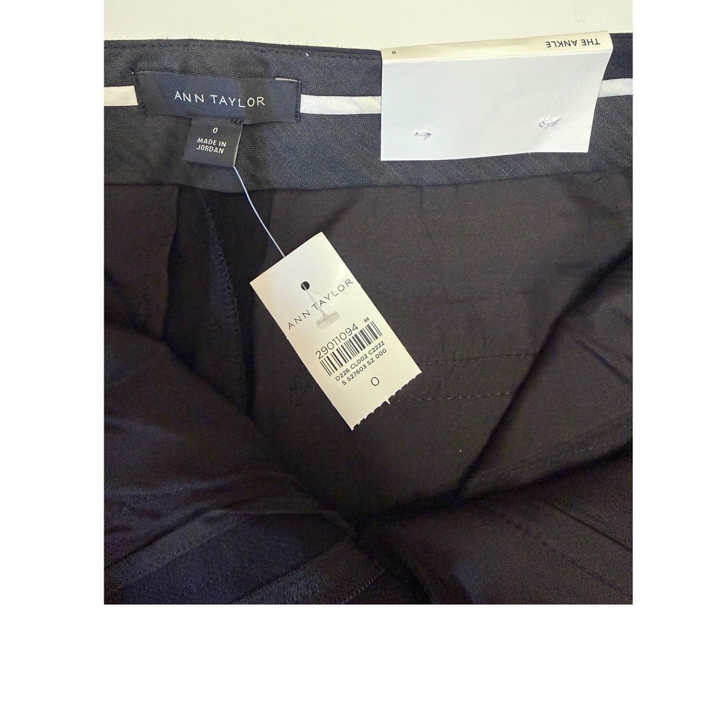 NWT Ann Taylor The Ankle Pants Size 0 Black High Rise Slim Bi-Stretch Cuffed - Picture 9 of 11